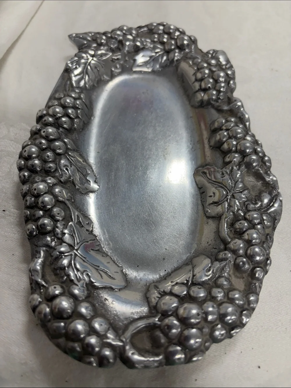 Decorative Grape Motif Trinket Dish cast aluminum serving